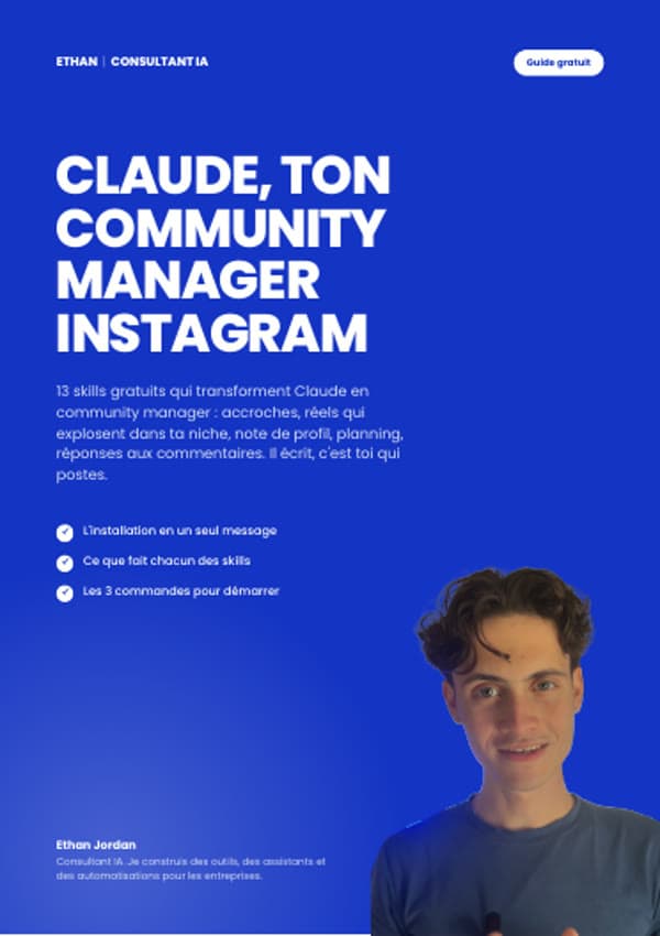 Couverture du guide Claude community manager Instagram